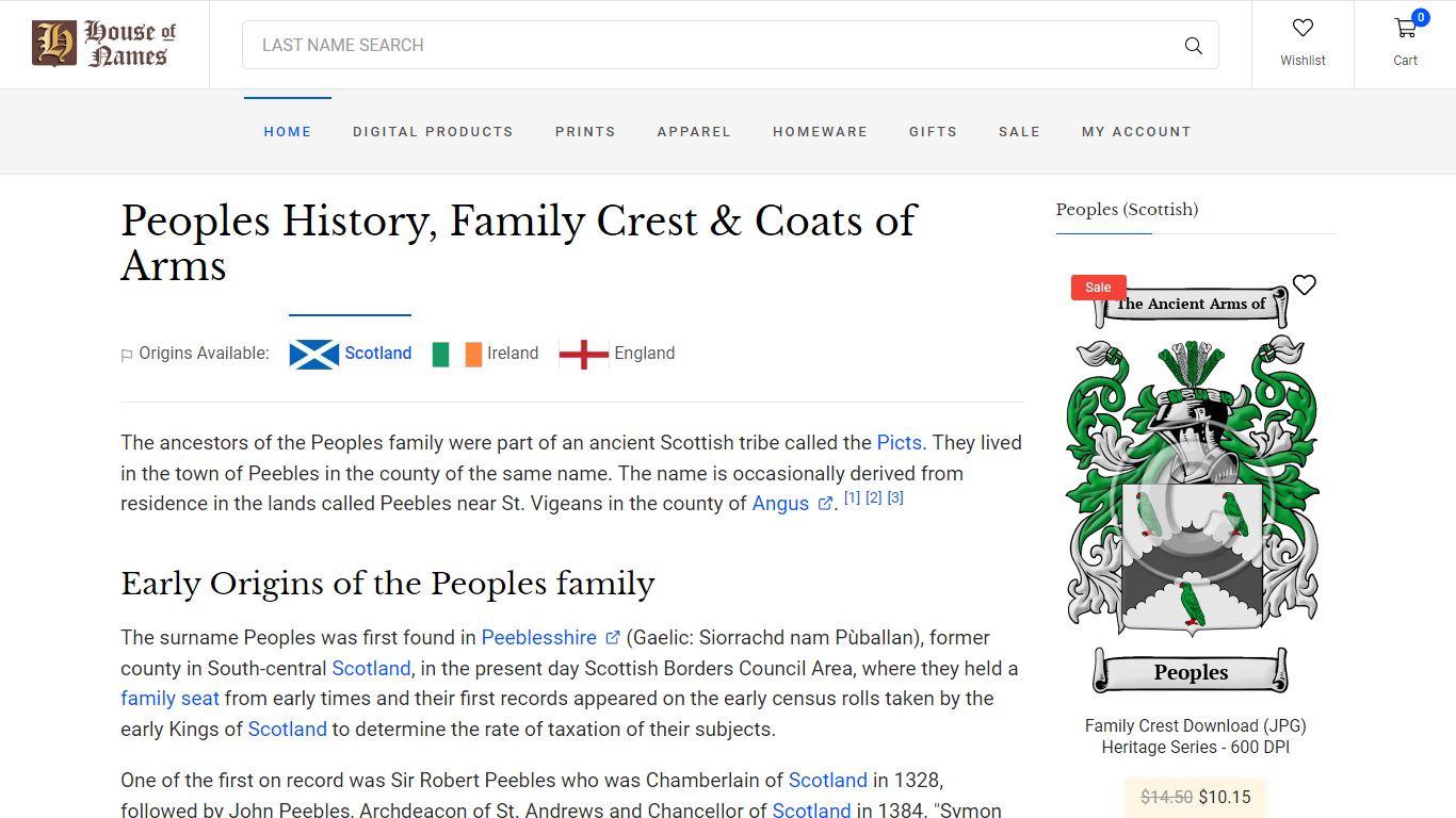 Peoples History, Family Crest & Coats of Arms - HouseOfNames